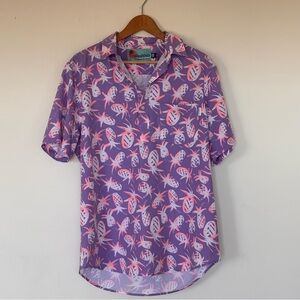 ChubbiesPurple Pineapple Print Hawaiian Tropical Rayon Sunday Shirt Size Large